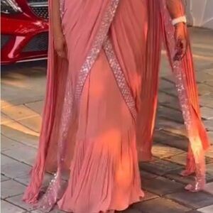 Blush Coral Maxi Dress with Sequin Accents